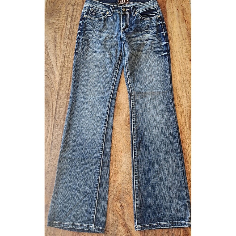 Cowgirl Up Jeans Womens 27/34 Blue Wash Mid Rise Bootcut Embroidered Stretch